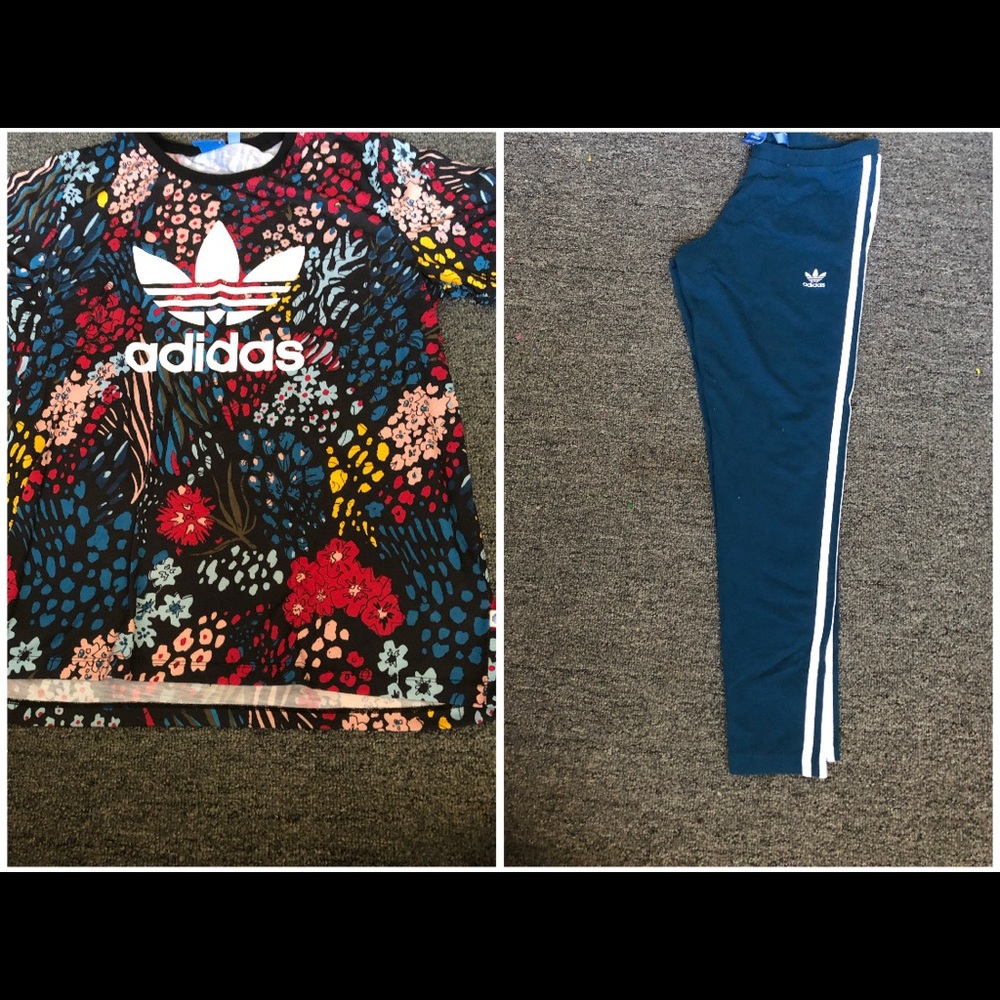 Adidas floral t shirt and leggings Bundle
